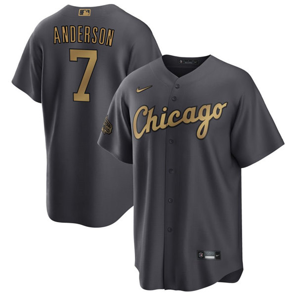 Men's Chicago White Sox #7 Tim Anderson Charcoal 2022 All-Star Cool Base Stitched Baseball Jersey